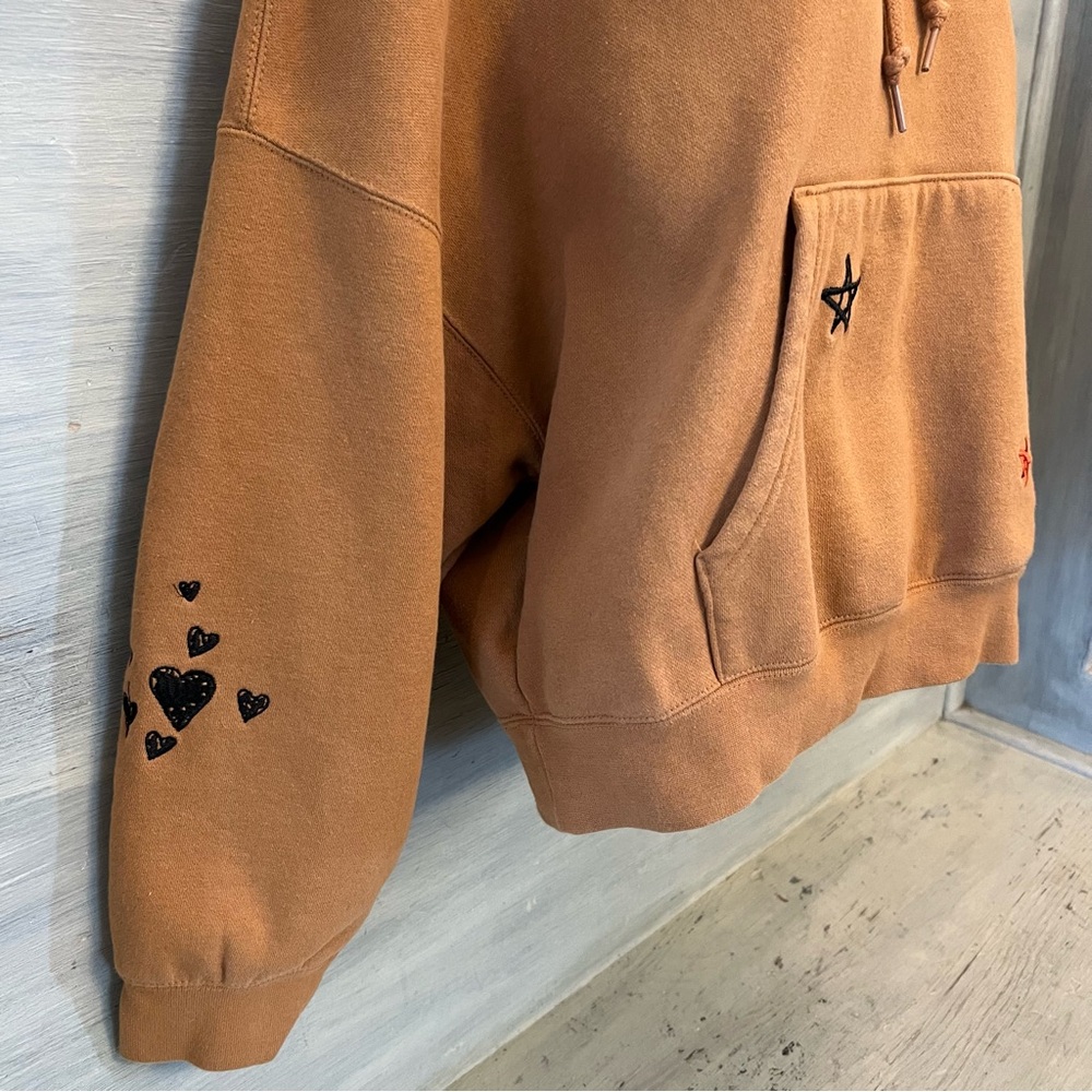 Obey Tan “Cosmic Love” Embroidered Hoodie Sweatshirt Size Small Good Condition - Picture 6 of 11